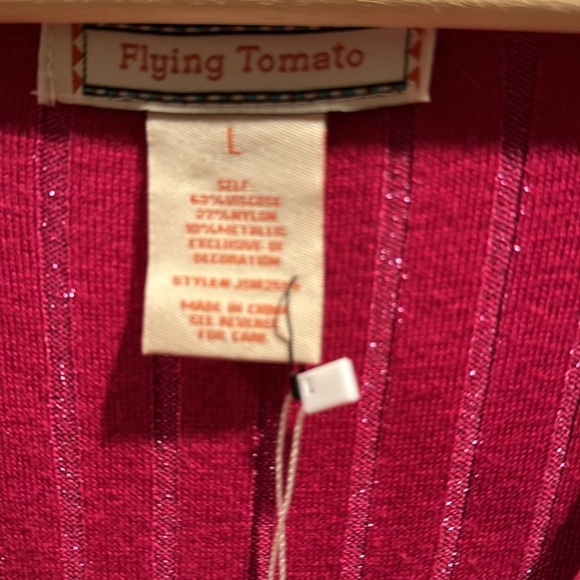 NWT Flying Tomato pink ribbed wrap dress with metallic shimmers Large - Picture 2 of 6